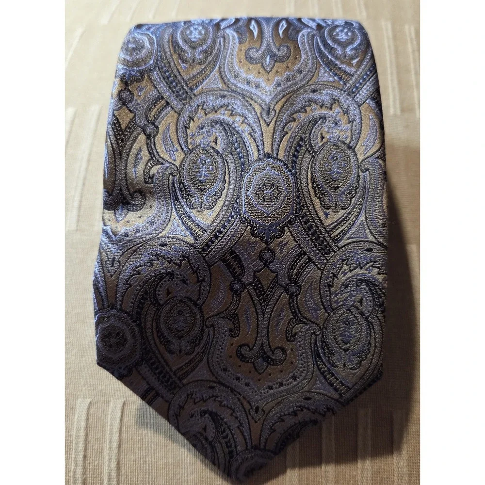Birma Bibas Men's Necktie Blue/Gold Paisley Jacquard‎ 100% Silk